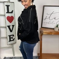 Iris & Rainbow Boutique New Arrivals #L983 Studded In Perfection Blazer (Charcoal)