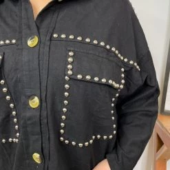 Iris & Rainbow Boutique New Arrivals #L983 Studded In Perfection Blazer (Charcoal)