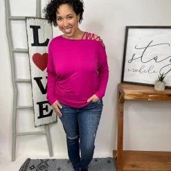 Iris & Rainbow Boutique New Arrivals #L970 Thank God I Found This Top (Magenta)