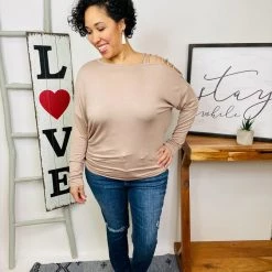 Iris & Rainbow Boutique #L971 Thank God I Found This Top (Taupe) New Arrivals