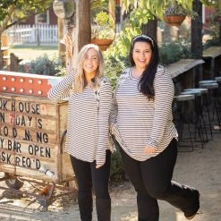 Boutique Simplified Harmoniously Striped Long Sleeve Top New Arrivals