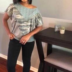 Boutique Simplified New Arrivals One Of A Kind Eyelet Color Block Tee