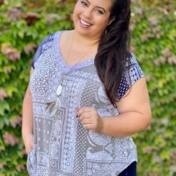 Boutique Simplified Paisley Mae Short Sleeve Top New Arrivals