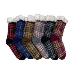 Boutique Simplified Plaid Fleece Lined Socks New Arrivals