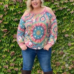 Boutique Simplified New Arrivals Prismatic Long Sleeve Cold Shoulder