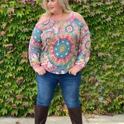 Boutique Simplified New Arrivals Prismatic Long Sleeve Cold Shoulder