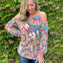 Boutique Simplified New Arrivals Prismatic Long Sleeve Cold Shoulder