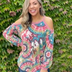 Boutique Simplified New Arrivals Prismatic Long Sleeve Cold Shoulder