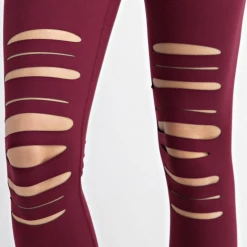 Boutique Simplified Laser Cut Leggings In Burgundy New Arrivals