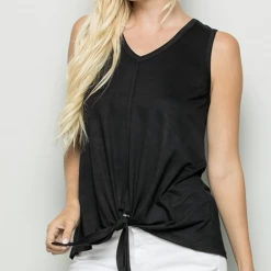 Boutique Simplified Beautiful Everyday Front Tie Tank