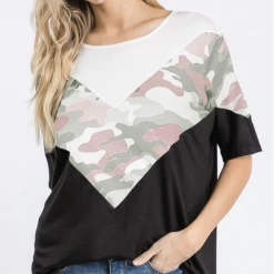 Boutique Simplified Girls Love To Play Camo Chevron Top New Arrivals
