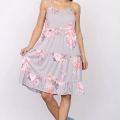 Boutique Simplified New Arrivals Dusty Floral Tiered Midi Dress
