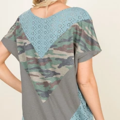 Boutique Simplified New Arrivals One Of A Kind Eyelet Color Block Tee