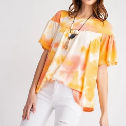 Boutique Simplified Ray Of Sunshine Ruffle Short Sleeve Top New Arrivals