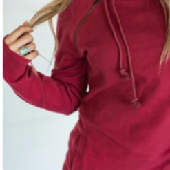 Iris & Rainbow Boutique #C904 Cranberry Plaid Ampersand Doublehood Sweatshirt New Arrivals