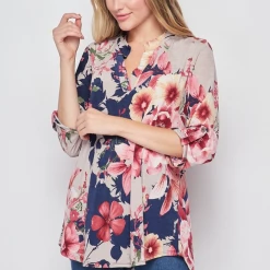 Boutique Simplified Blossoming Soul 3/4 Sleeve Top New Arrivals