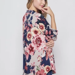 Boutique Simplified Blossoming Soul 3/4 Sleeve Top New Arrivals