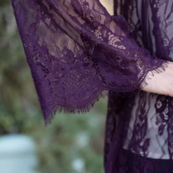 Iris & Rainbow Boutique New Arrivals #H43 Purple Lines Lace Kimono