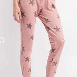 Iris & Rainbow Boutique New Arrivals #H201 Zip In To Stars Joggers (Mauve)- FINAL SALE