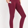 Iris & Rainbow Boutique #H212 Workout Side Pocket Leggings (Burgundy)- 6141 New Arrivals