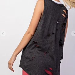 Iris & Rainbow Boutique #H213 Roxy Distressed Tank New Arrivals