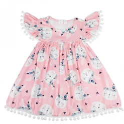 Iris & Rainbow Boutique #H758 Boho Bunny Pom Pom Dress