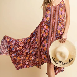 Iris & Rainbow Boutique New Arrivals #H916 A Walk On The Beach Floral Dress
