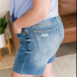 Iris & Rainbow Boutique #J899 Ellie's Distressed High Waist Judy Blue Shorts New Arrivals