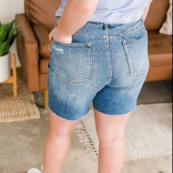 Iris & Rainbow Boutique #J899 Ellie's Distressed High Waist Judy Blue Shorts New Arrivals