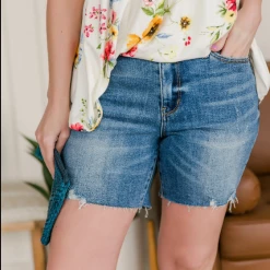 Iris & Rainbow Boutique #J899 Ellie's Distressed High Waist Judy Blue Shorts New Arrivals