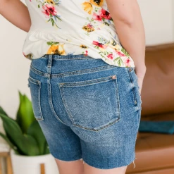 Iris & Rainbow Boutique #J899 Ellie's Distressed High Waist Judy Blue Shorts New Arrivals