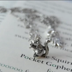 Iris & Rainbow Boutique #J967 Silver Squirrel Necklace New Arrivals