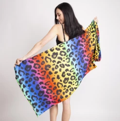 Iris & Rainbow Boutique #K81 Rainbow Leopard Beach Towel