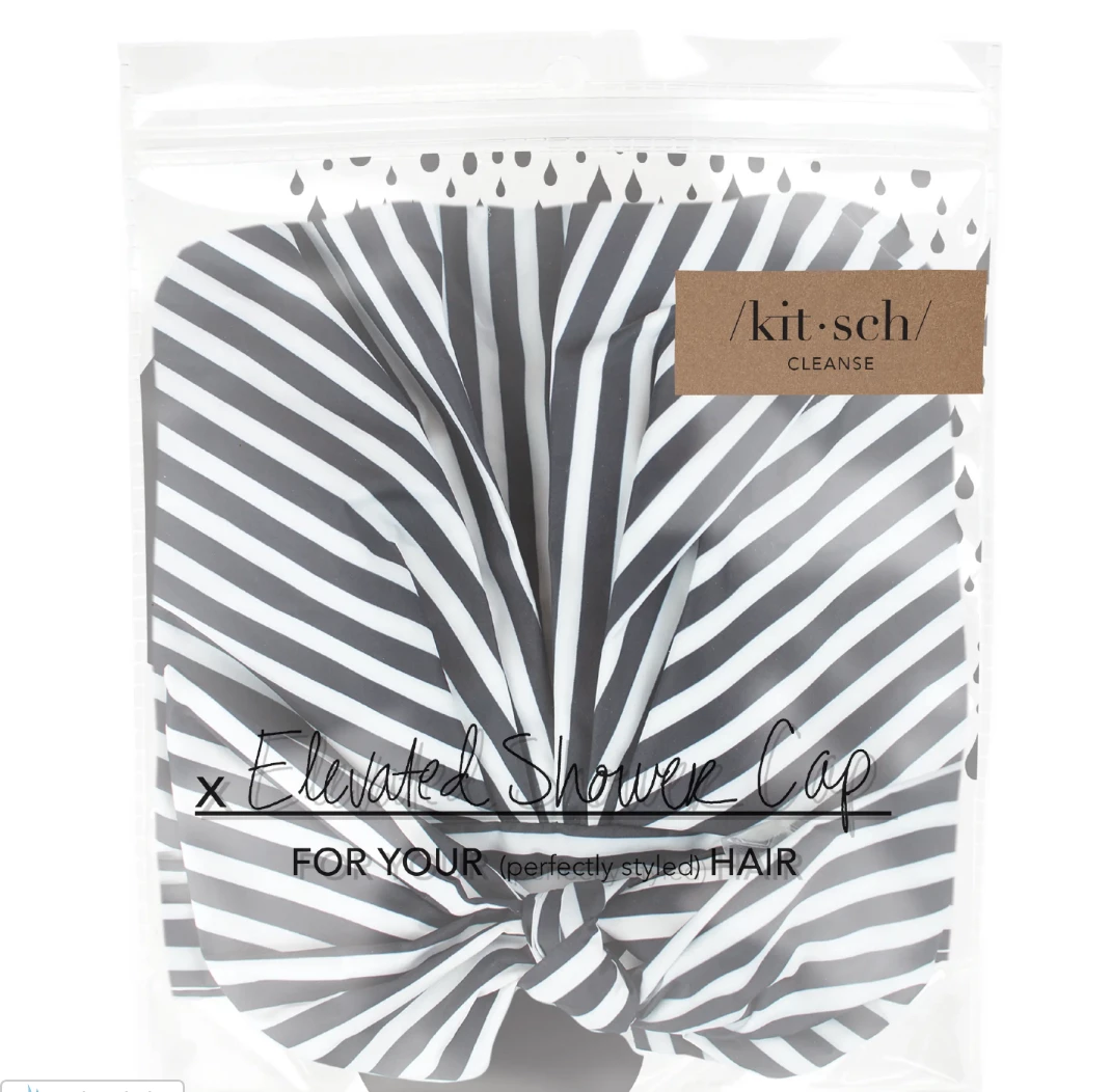 Iris & Rainbow Boutique #K402 Stripes At Tiffany's Luxe Kitsch Shower Cap 4 Iris & Rainbow Boutique #K402 Stripes At Tiffany's Luxe Kitsch Shower Cap