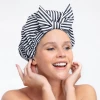 Iris & Rainbow Boutique #K402 Stripes At Tiffany's Luxe Kitsch Shower Cap 2 Iris & Rainbow Boutique #K402 Stripes At Tiffany's Luxe Kitsch Shower Cap