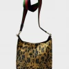 Iris & Rainbow Boutique New Arrivals K528 Leopard Print Nylon Messenger Bag - Stripe Strap