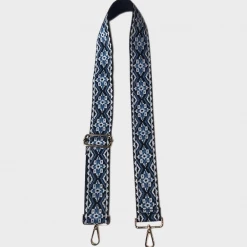 Iris & Rainbow Boutique New Arrivals K544 Ahdorn Blue Embroidered Bag Strap (SILVER Hardware)