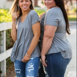 Iris & Rainbow Boutique New Arrivals #K578 A Flair For The Dramatic Top (STEEL GREY)