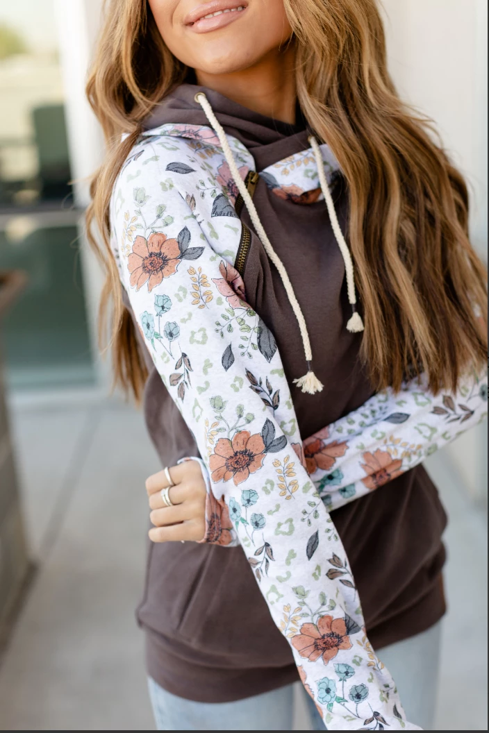 Iris & Rainbow Boutique #K589 Ampersand Wild Flowers Double Hooded Sweatshirt 6 Iris & Rainbow Boutique #K589 Ampersand Wild Flowers Double Hooded Sweatshirt