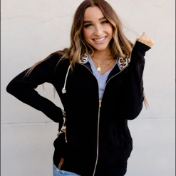 Iris & Rainbow Boutique #K590 Ampersand Not A Cheetah Full Zip Sweatshirt