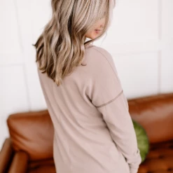 Iris & Rainbow Boutique #K586 Dashing Ribbed Pocket Sweater (TAUPE)