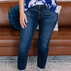 Iris & Rainbow Boutique New Arrivals #H694 A Little Shady Slim Fit Judy Blue Girlfriend Jeans