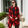 Iris & Rainbow Boutique #K652 Changing Seasons Plaid Ruana (RED/BLACK) New Arrivals