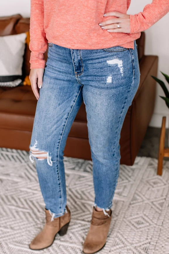 Iris & Rainbow Boutique New Arrivals #K770 Take A Knee Judy Blue Girlfriend Jeans 3 Iris & Rainbow Boutique New Arrivals #K770 Take A Knee Judy Blue Girlfriend Jeans