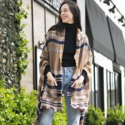 Iris & Rainbow Boutique New Arrivals #K791 Cold Shoulder No More Ruana (NAVY)