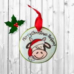 Iris & Rainbow Boutique New Arrivals #K997 Merry Christmas Heifers Ornament