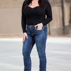 Iris & Rainbow Boutique #L199 Sweetheart Sweater Bodysuit (BLACK)