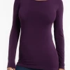 Iris & Rainbow Boutique #L844 Stopping Time Long Sleeve Reversible Top (Eggplant) New Arrivals