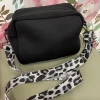 Iris & Rainbow Boutique #M66 Black Messenger Crossbody Bag (Leopard)