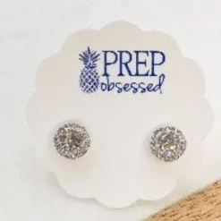 Iris & Rainbow Boutique #L780 Cubic Zirconia Halo Stud Earrings New Arrivals